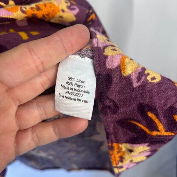 Sonoma Purple Floral Print Linen Blend Sleeveless Aline Dress Size Petite Medium - Picture 10 of 11